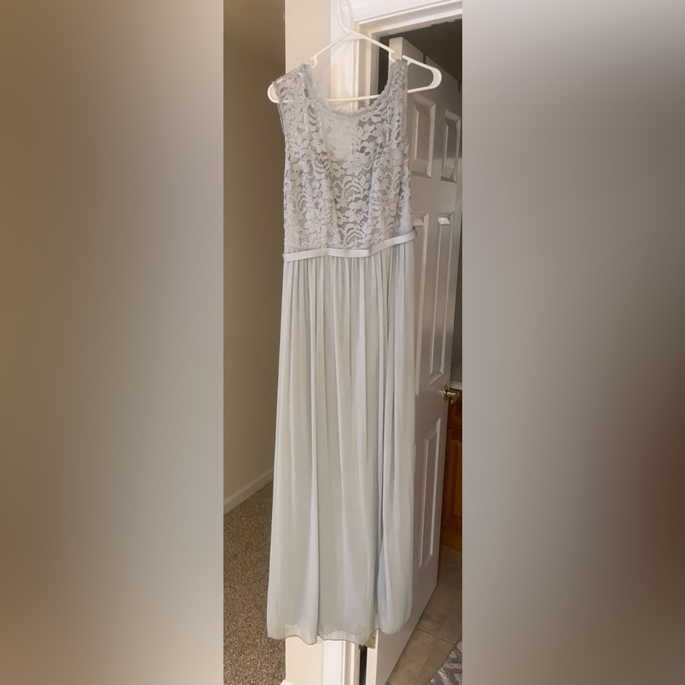 lace bridesmaid dress with long mesh skirt

STYLE# F19328